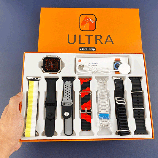 Ultra 7-in-1 Smart Watch with Interchangeable Straps, HD Display & Fitness Tracking