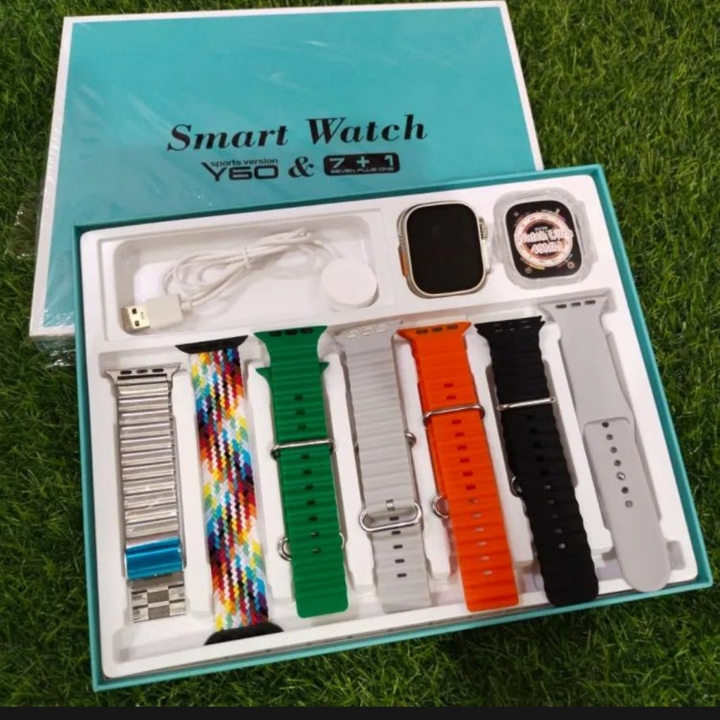 Y60 Smart Watch with 7 Interchangeable Straps, Bluetooth Calling & Fitness Tracking