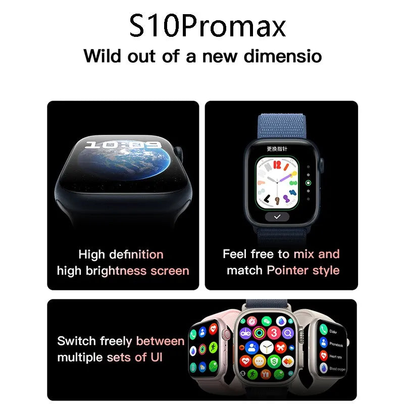 S10 Pro Max Smart Watch – 2" HD Touch Screen & Wireless Charging