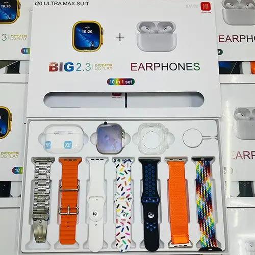 I20 Ultra Smart Watch – With Earbuds & 7 Straps